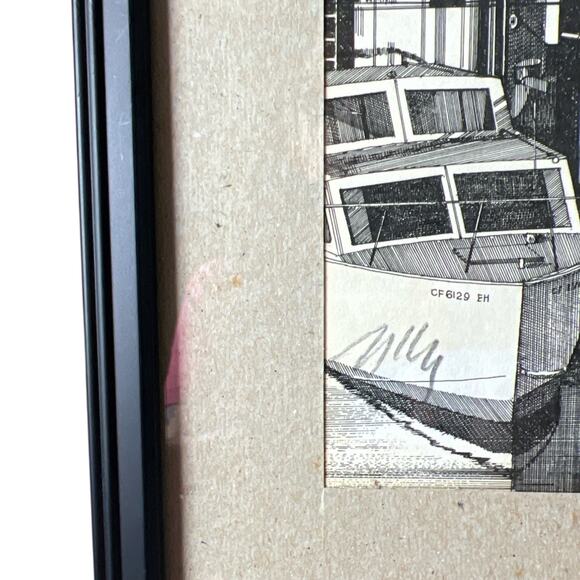 Vintage 80’s Martin Tang Framed San Francisco Alioto’s Fisherman’s Wharf Signed - Picture 2 of 6